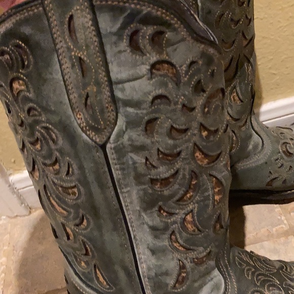 Turquoise and brown cowgirl boots. Size 9 - Picture 6 of 6